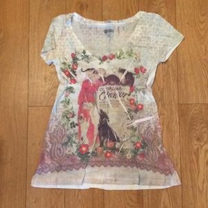 Artistic shirt w/cats and dogs